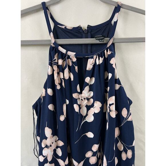 Maggy London Womens Navy Floral Halter Top Jumpsuit w/pockets Size 4 - Picture 3 of 6